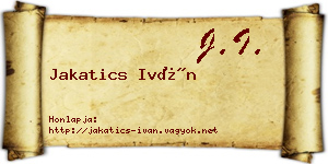 Jakatics Iván névjegykártya